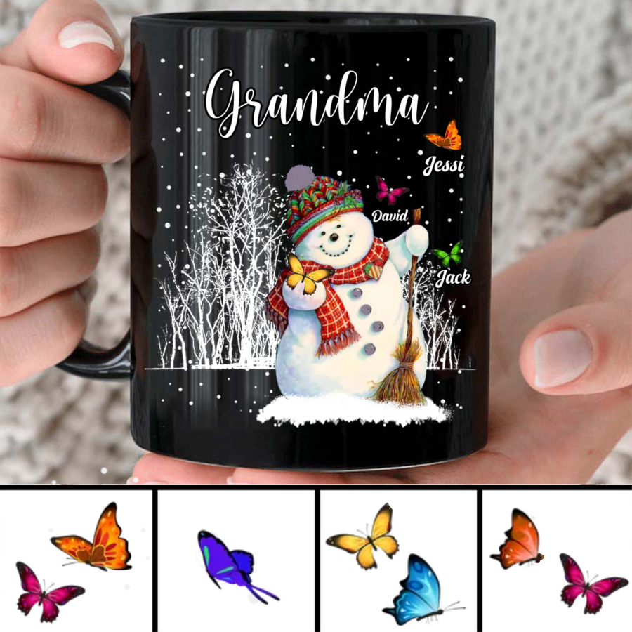 Grandma Snowman Butterfly Personalized Mug