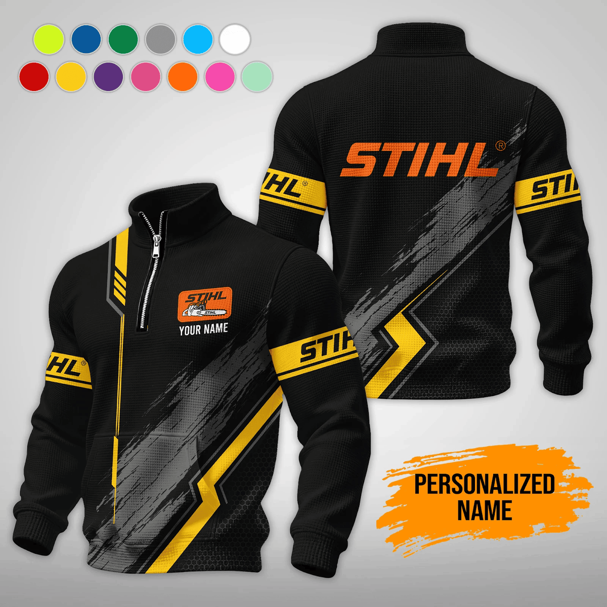 Personalized STL Waffle Stand Collar Zip Hoodie Pockets V2