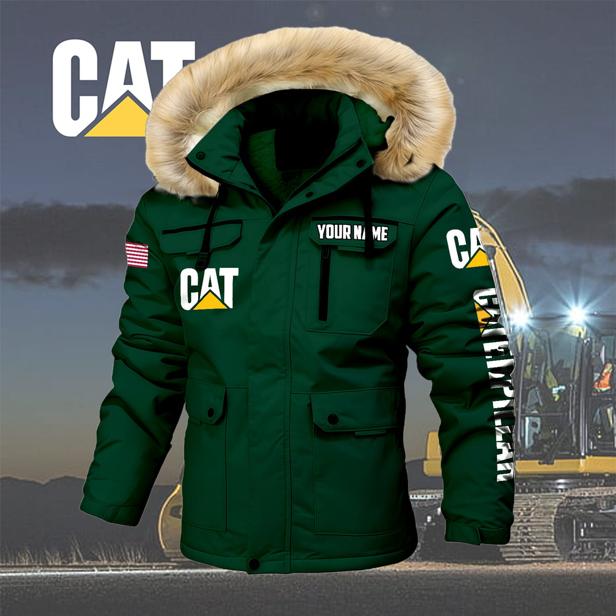 Personalized CAT Padded Winter Jacket QUY5608