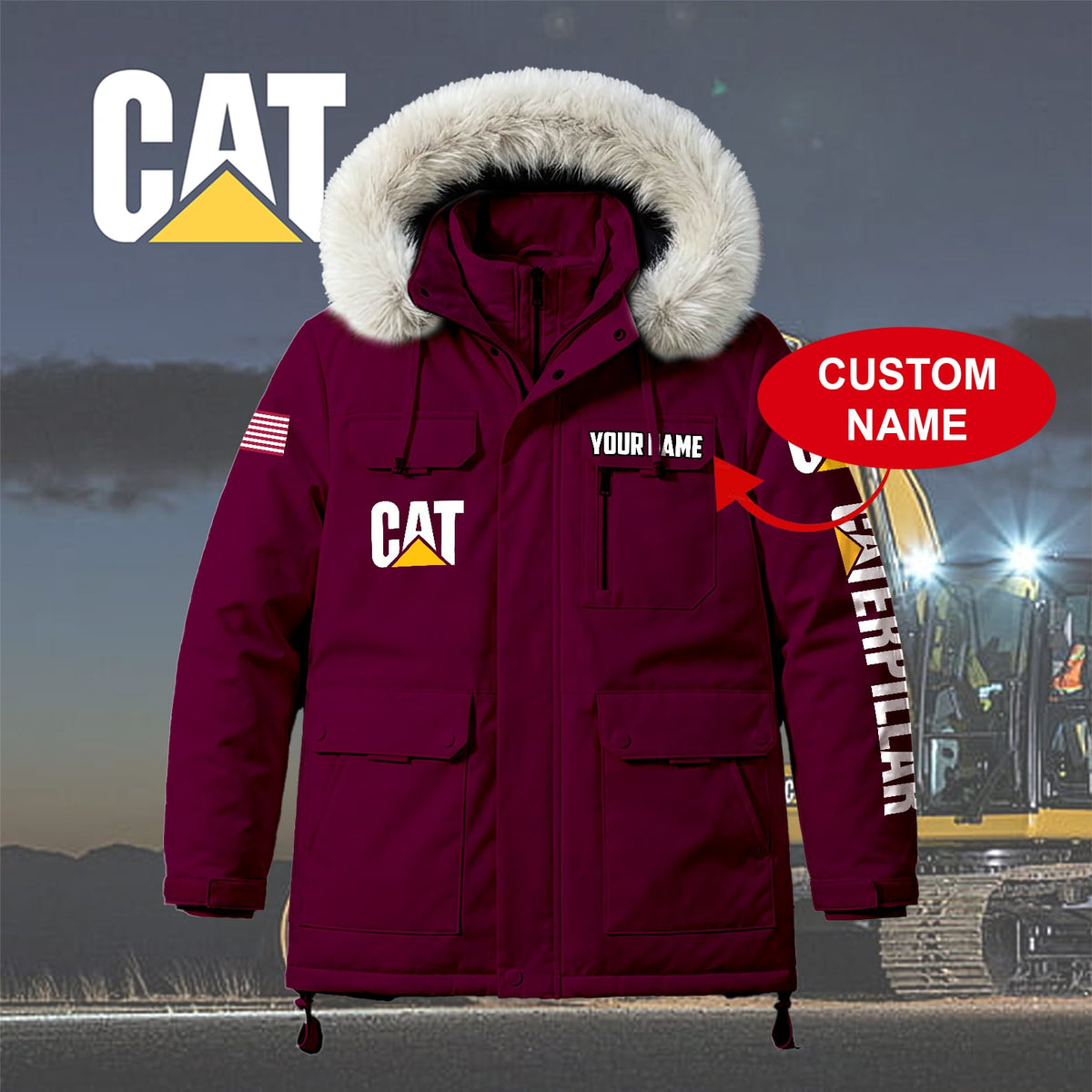 Personalized CAT Padded Winter Jacket QUY5608