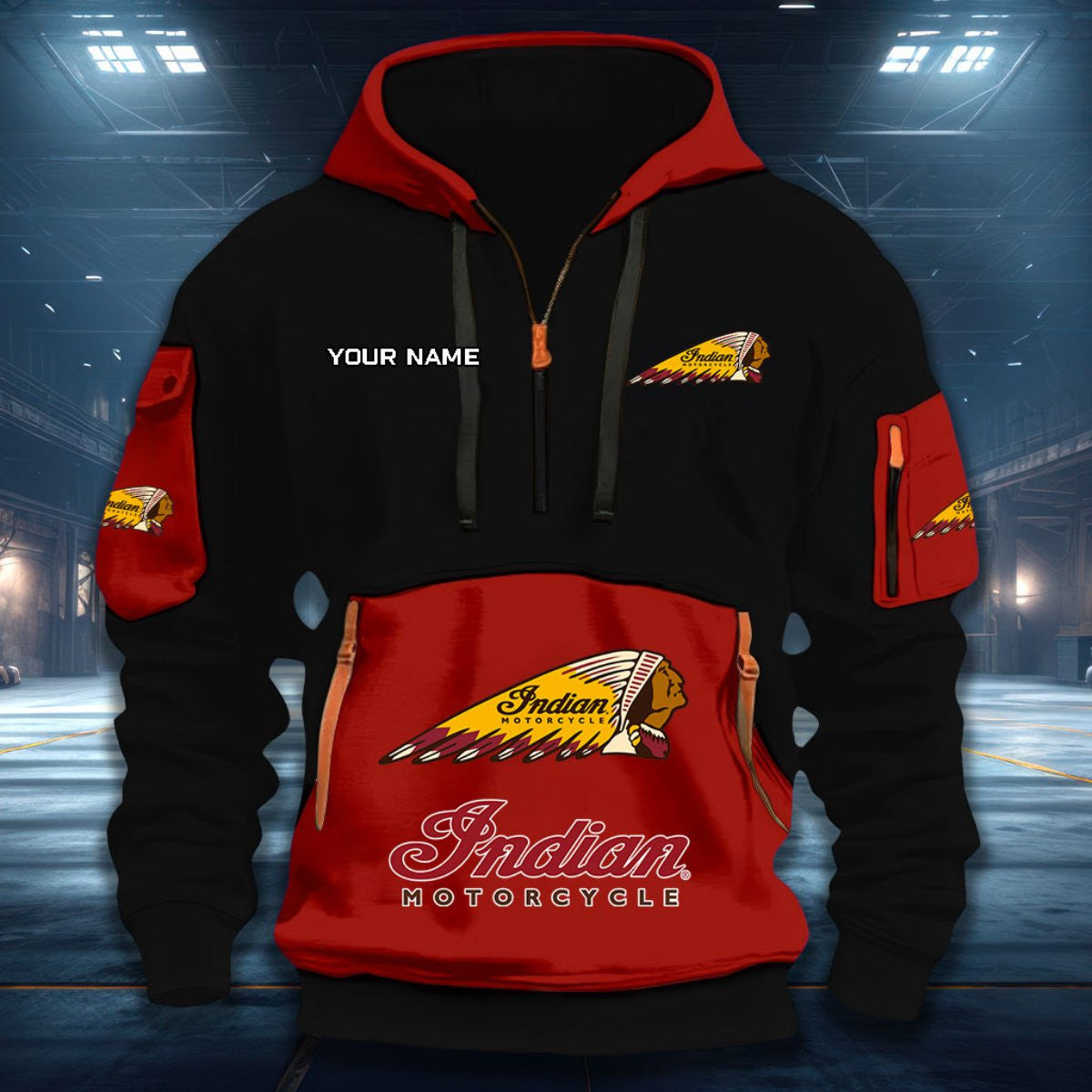 Indian Motorcycle DDQHZH20047 Quarter Zip Hoodie