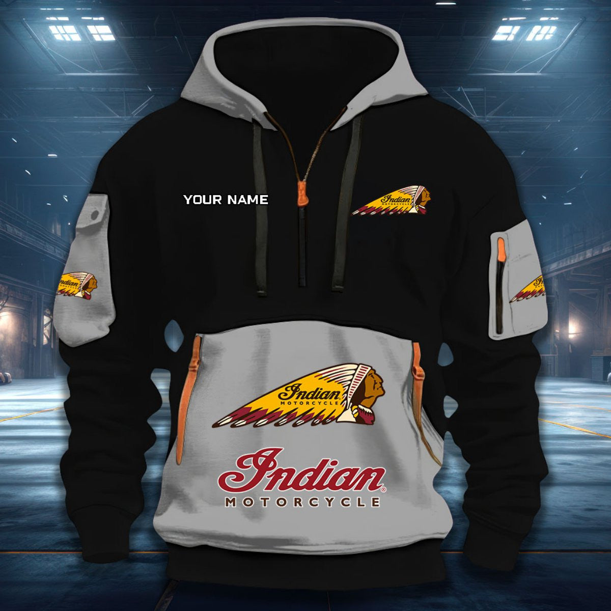 Indian Motorcycle DDQHZH20047 Quarter Zip Hoodie