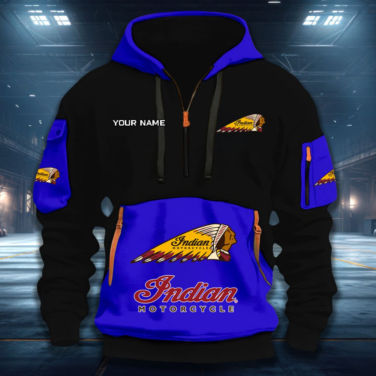 Indian Motorcycle DDQHZH20047 Quarter Zip Hoodie