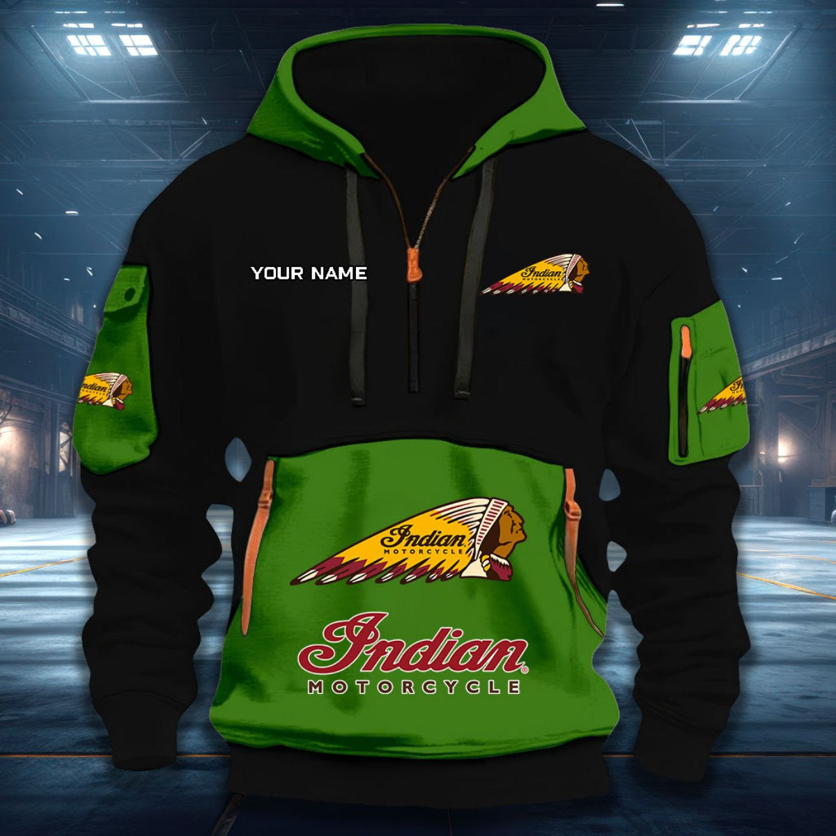 Indian Motorcycle DDQHZH20047 Quarter Zip Hoodie