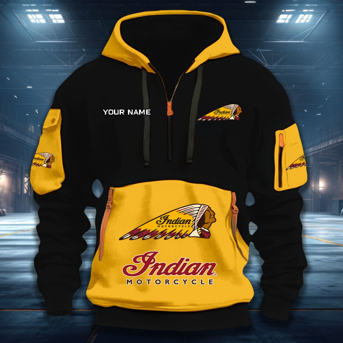 Indian Motorcycle DDQHZH20047 Quarter Zip Hoodie