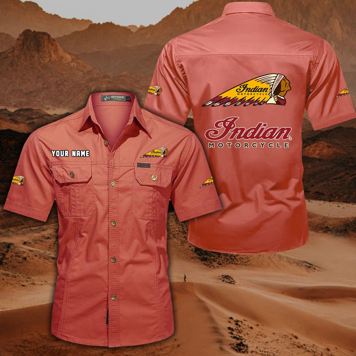 Indian Motorcycle DDQQB10047 Military Cargo Cotton Shirts