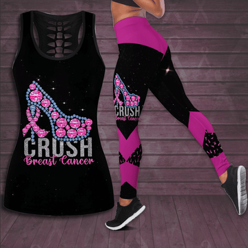 Crush Breast Cancer Hollow Tank Top & Leggings Set TH1316